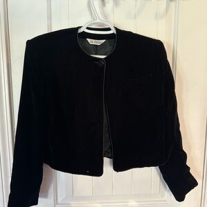 J.G. Hook vintage Black Velvet Cropped Collarless Blazer
